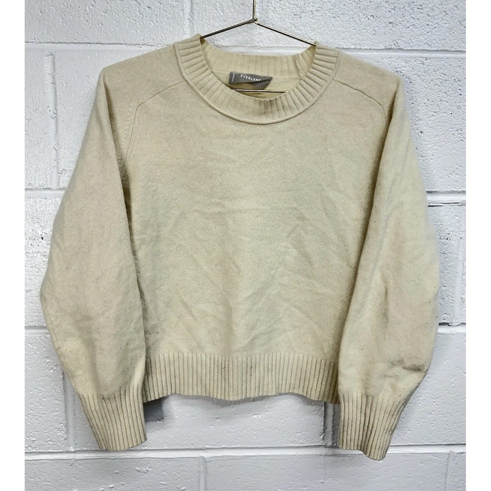 Everlane Cashmere & Wool Boxy Crew Sweater Crème / Women's XL